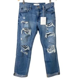 Kancan Delta Mid Rise Boyfriend Jeans Light Blue Wash Size 7/27